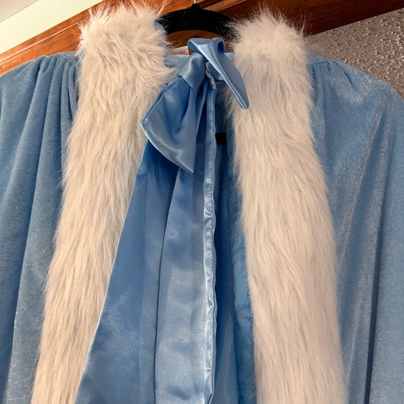 Princess Dress Blue With Cloak Faux Velvet/fur Size 11-12 Girls - Picture 10 of 15